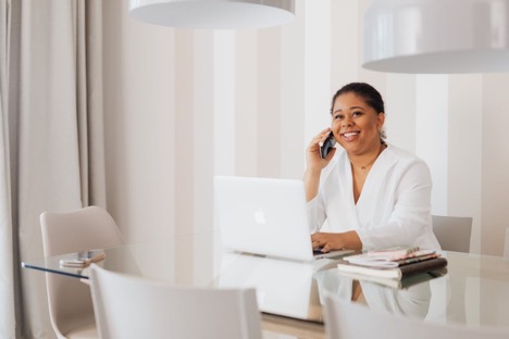 Contractor In Charge-Woman Phone Computer